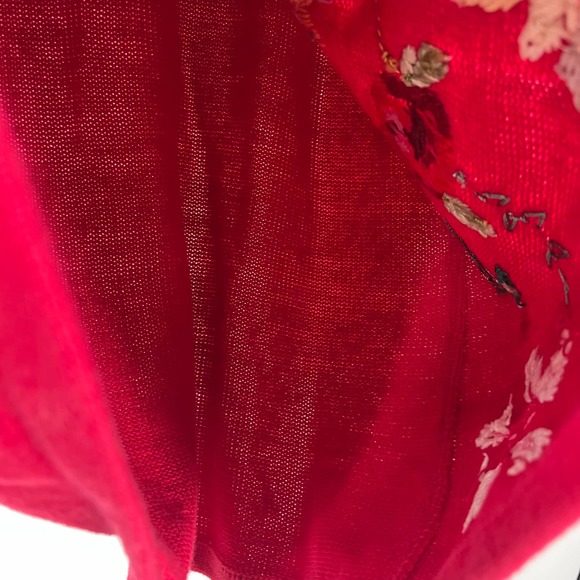 Vintage Storybrook Knits Long Sweater Cardigan Embroidered Poinsettia Large - Picture 5 of 10